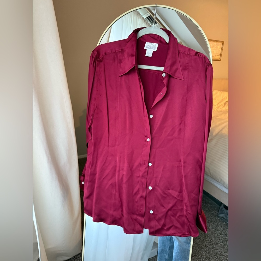 Vintage dark red silk shirt size XL